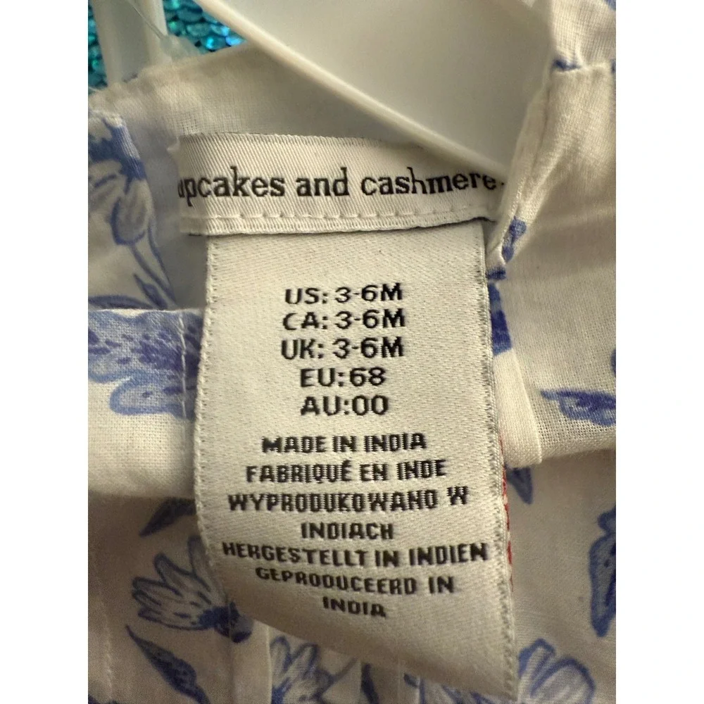 Cupcakes and Cashmere Kids Blue Floral 3pc Set Top Bloomers Headband 3-6M NWT - Picture 6 of 8